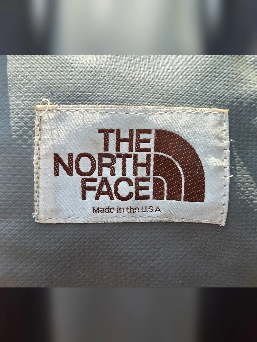 Vintage The North Face Gray Duffel with Black Straps Brown Label